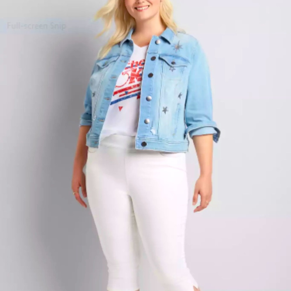 Brand New Lane Bryant Sequin Star Denim Jacket Size 24